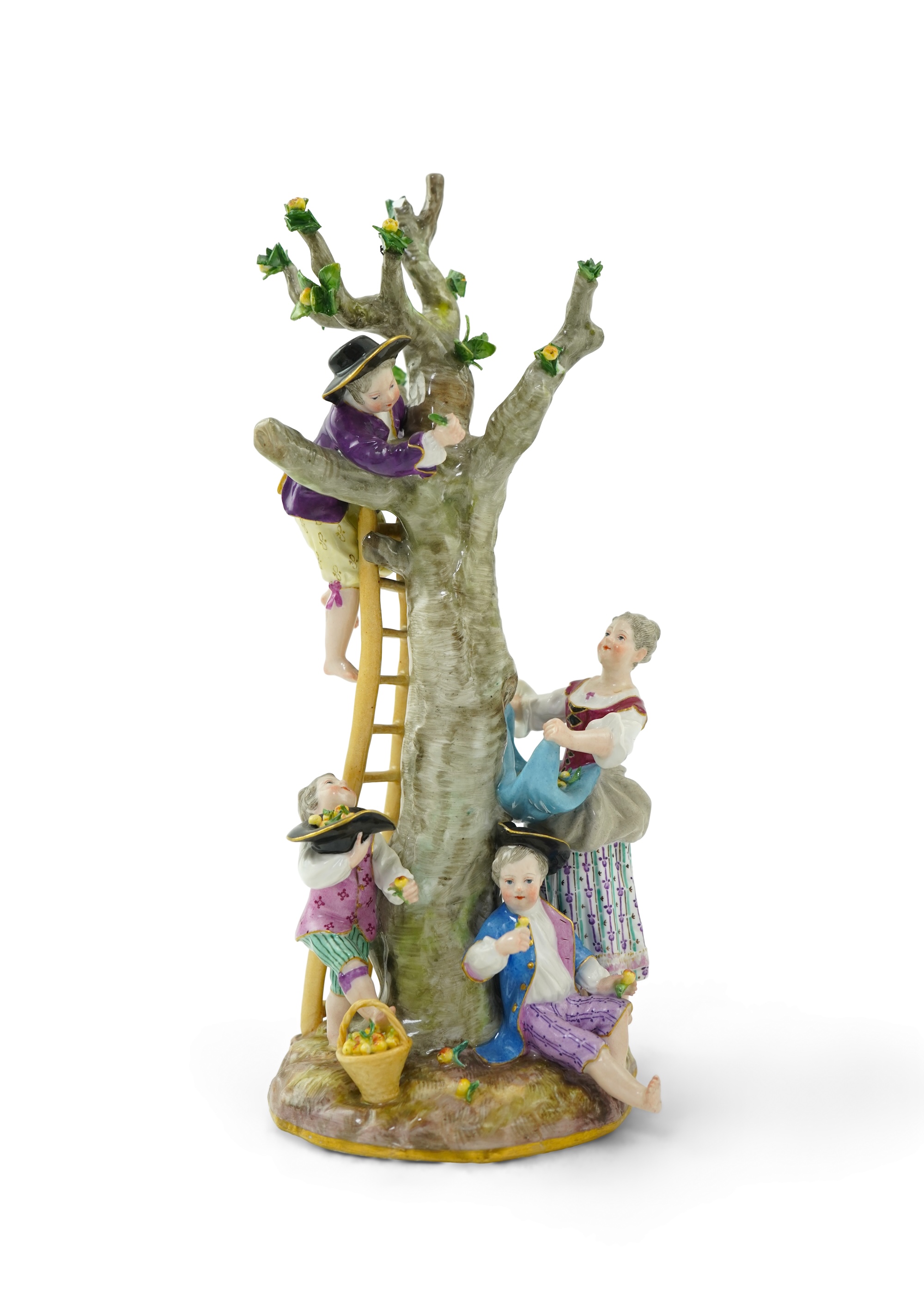 A Meissen group of apple pickers, 19th century